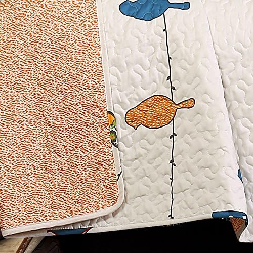 Lush Rowley Yorgan-Ters Çevrilebilir 7 Parça Yatak Seti Çiçekli Hayvan Kuş Baskılı ve Dekoratif Yastıklar-Tam Kraliçe-Çok Renkli, Çok Renkli - Görsel 3