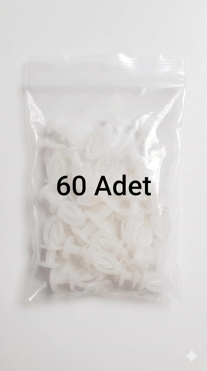 Geçmeli Perde Ruleti, Beyaz, Plastik, Perde Askısı +A Kalite (60 Adet) - Görsel 4