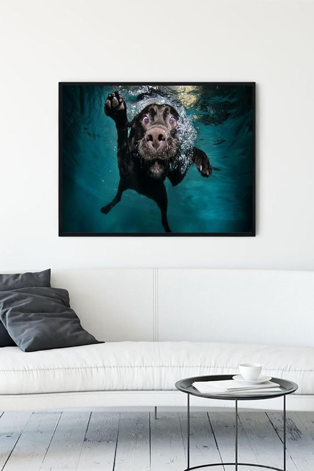 Alternative view of (pster14010) Yüzen Köpek Eğlenceli Mizahi Çerçeveli Tablo (50x70cm)
