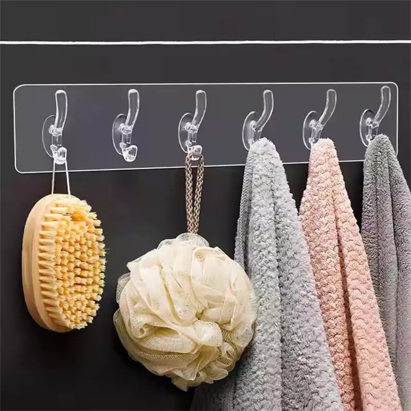 TOPTAN Şeffaf Duvar Askısı 5'li Iz Bırakmayan Güçlü Yapışkanlı Banyo Mutfak Düzenleyici Kanca Askılık