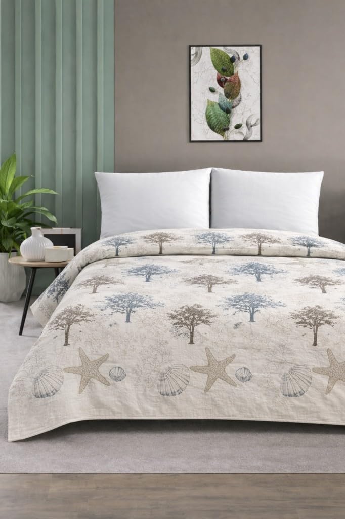 Çift Kişilik Pike Yatak Örtüsü%100 Pamuk 220x230 Ağaç Desen - Görsel 2