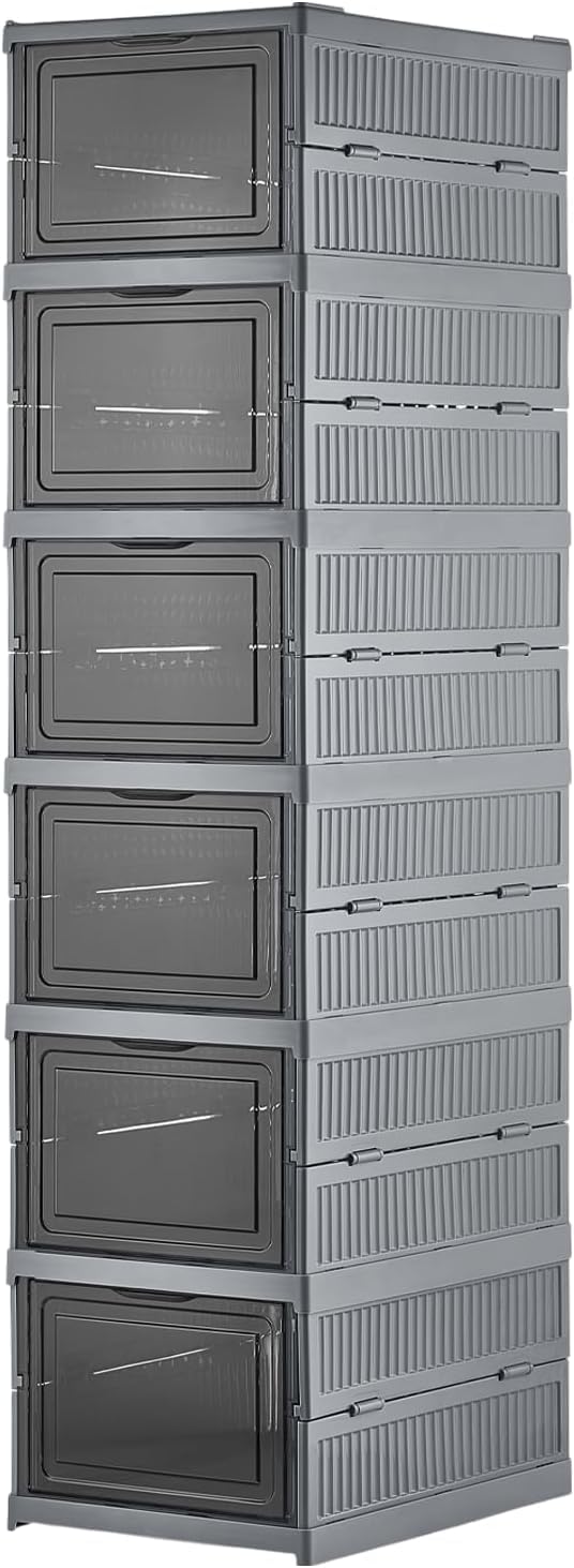 6 Katlı Katlanabilir Organizer, Çok Amaçlı, Taşınabilir Portatif, 25.5 x 34.5 x 105 cm (ANTRASİT) - Görsel 4