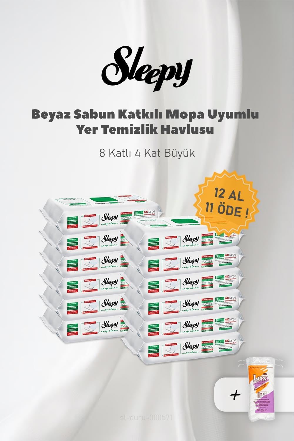 12 AL 11 Öde, Beyaz Sabunlu Mopa Uyumlu 4XL ve Pamuk