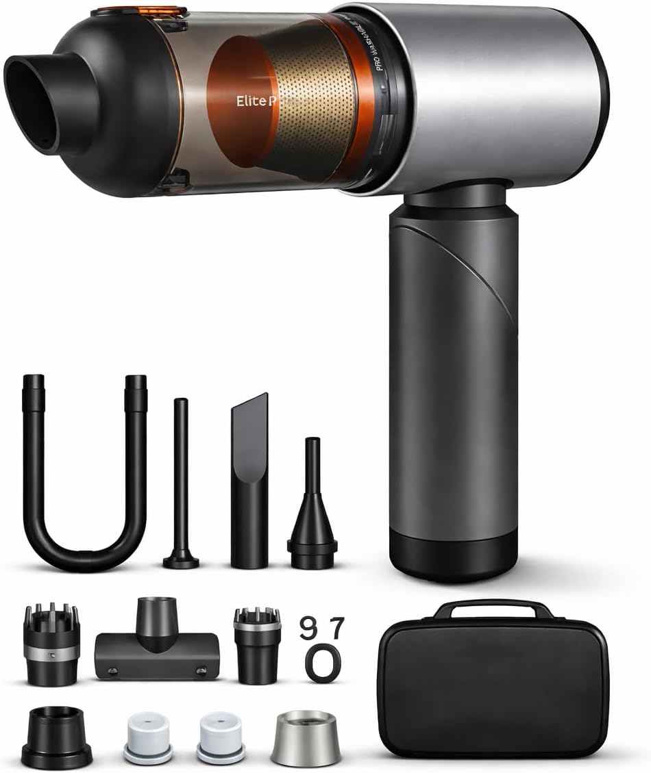 Alternative view of 20.000 Pa Kablosuz El Süpürgesi – 120W Güç, 7800 mAh Batarya, 200 ml Toz Haznesi, 8 Başlıklı, Taşıma Çantalı Mini Araç & Ev Süpürgesi (GRİ)