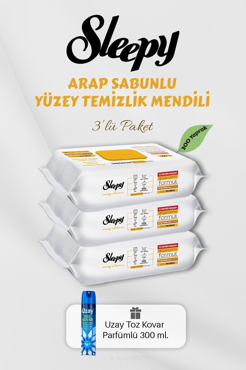 Alternative view of 300 Adet Arap Sabunlu Yüzey Havlusu Toz Kovar Hediyeli