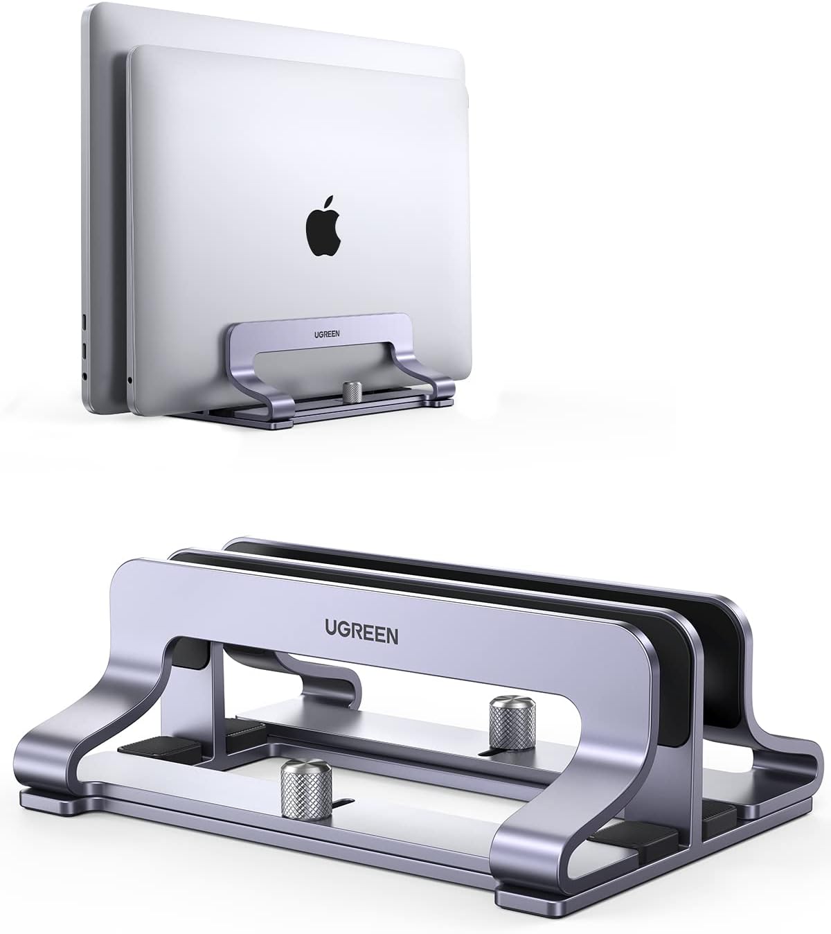 Masa için Dikey Dizüstü Bilgisayar Standı Çift Yuvalı Dizüstü Bilgisayar Standı Tutucu Ayarlanabilir Alüminyum Masaüstü Standı MacBook Air Pro, Microsoft Surface Laptop 4, LG Gram 17 ile