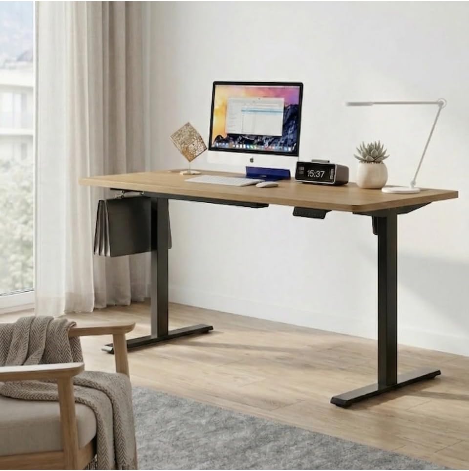 Adorn İstanbul - Yüksekliği Ayarlanabilir Ergonomik Bilgisayar & Çalışma Masası - Tek Motorlu (2 Hafızalı) (Ceviz, 120 * 60)