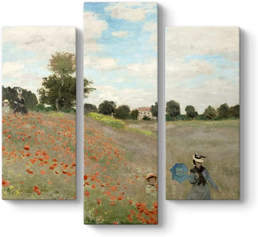 Claude - Poppy Tablosu 96 x 90-3 Parçalı