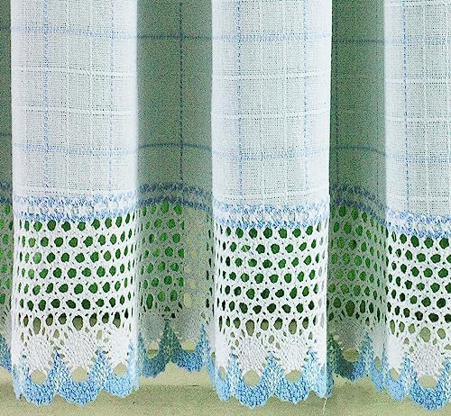 Curtain Adirondack 2 Tonlu Kroşe Swag 38", Beyaz/Mavi, 60W x 38L - Görsel 3