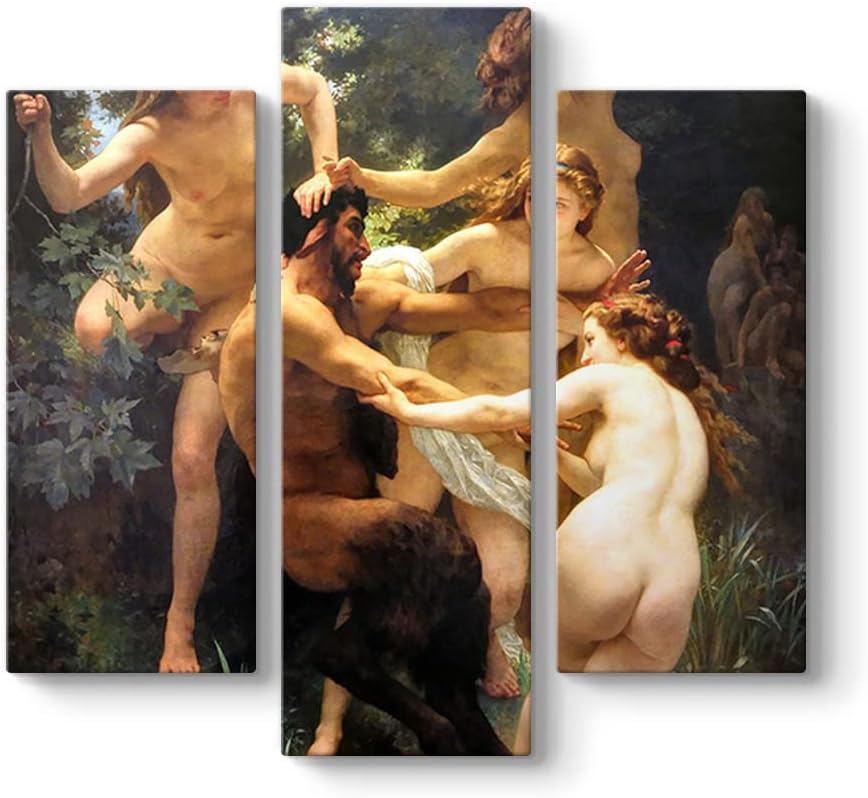 Alternative view of William Adolphe Bouguereau - Nymphs and Satyr Tablosu 96 x 90-3 Parçalı