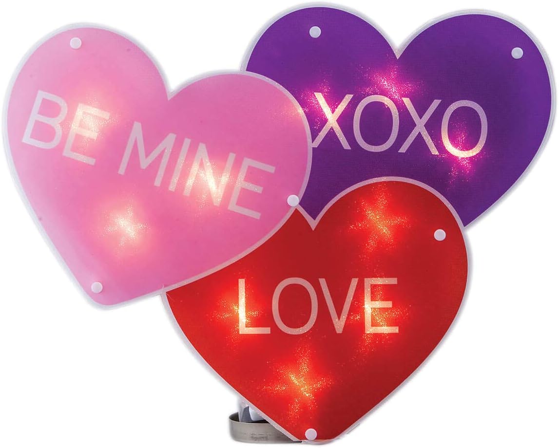 16 Işıklı Sevgililer Günü Kalp - Be Mine XOXO Aşk Pencere Parıltılı Dekorasyon