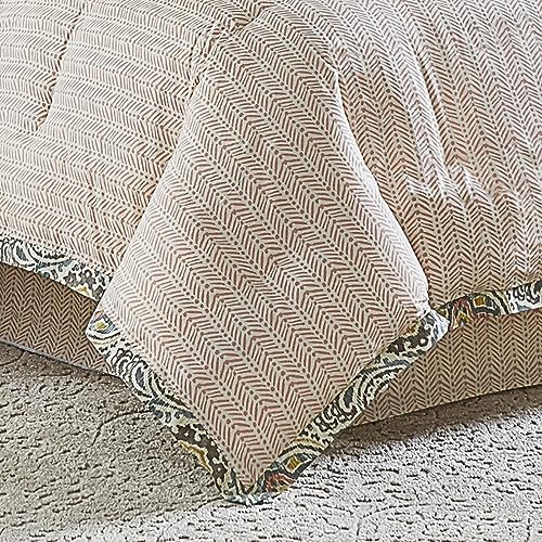 Artisanal-Ikat Modern Çiftlik Evi Damasko 4 Parça Ters Çevrilebilir Yorgan Seti, Kraliçe, Mineral - Görsel 3