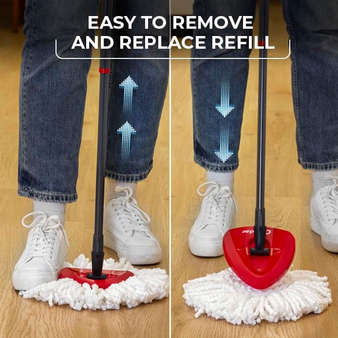 Alternative view of O-Cedar EasyWring Mikrofiber Spin Mop, Kovalı Zemin Temizleme Sistemi, Kırmızı, Gri