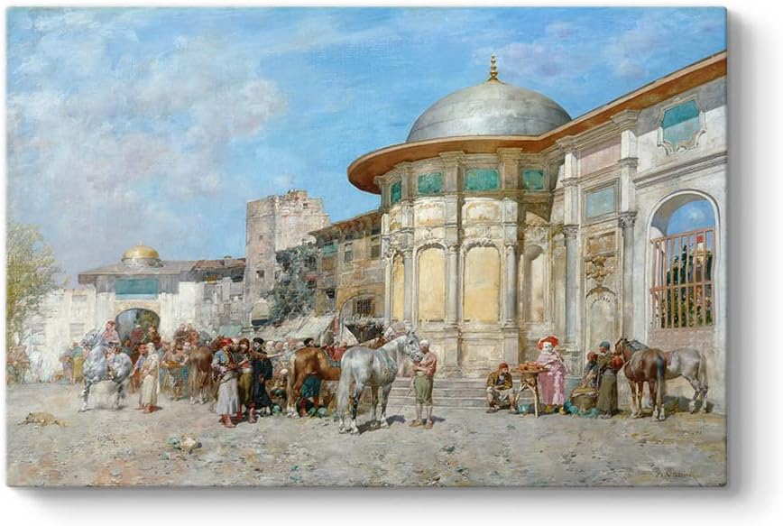 Alberto Pasini - At Pazarı Tablosu 90 x 60