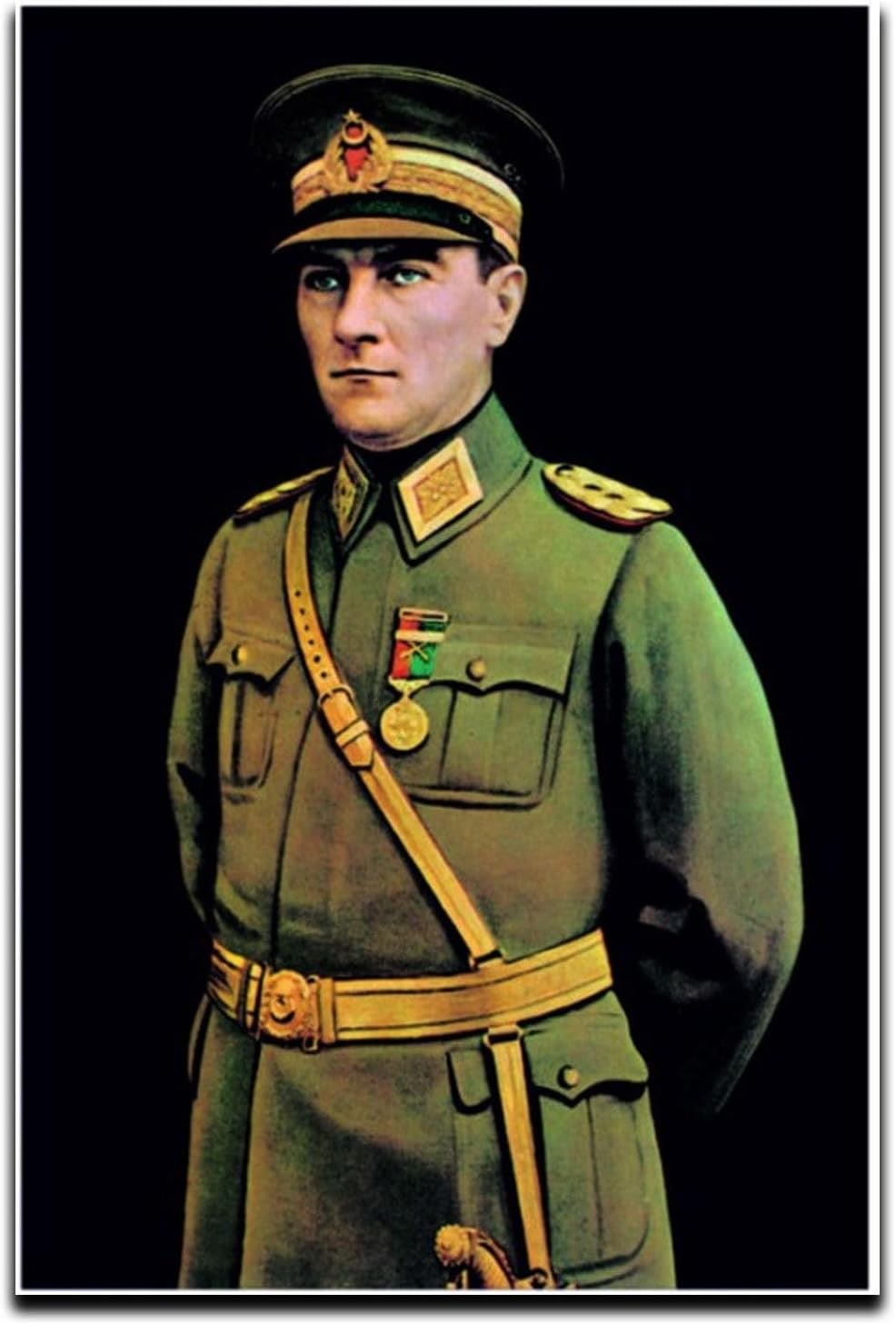 Alternative view of ZC Bayrak Atatürk Üniformalı Portre Raşel Dijital Baskı Bayrak 150x225 cm