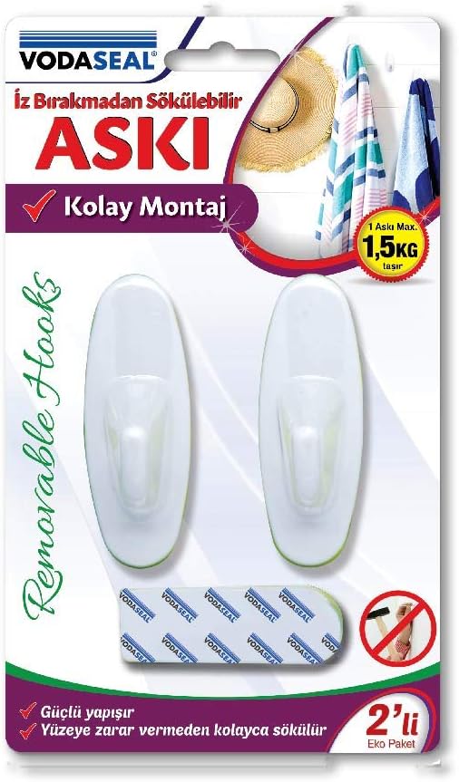 53.01.080 2'li İz Bırakmaz Büyük Oval Askı, Beyaz