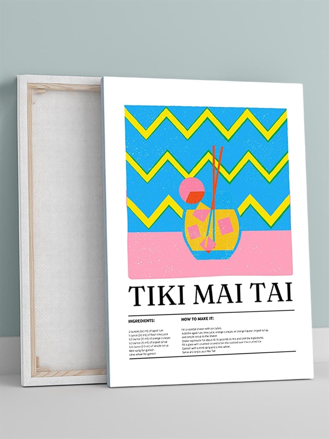 Alternative view of Tiki Mai Tai Kokteyl Tarifi Pop Art Mutfak Kanvas Tablo - Tuval Tablo