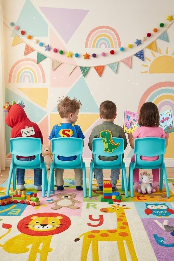 4'Lü Set Büyük Şirin Çocuk Sandalyesi Açık Mavi