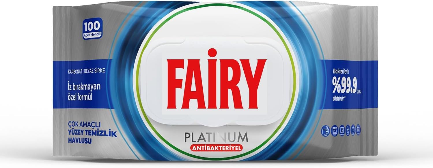 Platinum Antibakteriyel Yüzey Temizlik Havlusu 100 Yaprak | Beyaz Sirke & Karbonat | 48 Saat Temizlik Etkili | İz Bırakmayan Formül