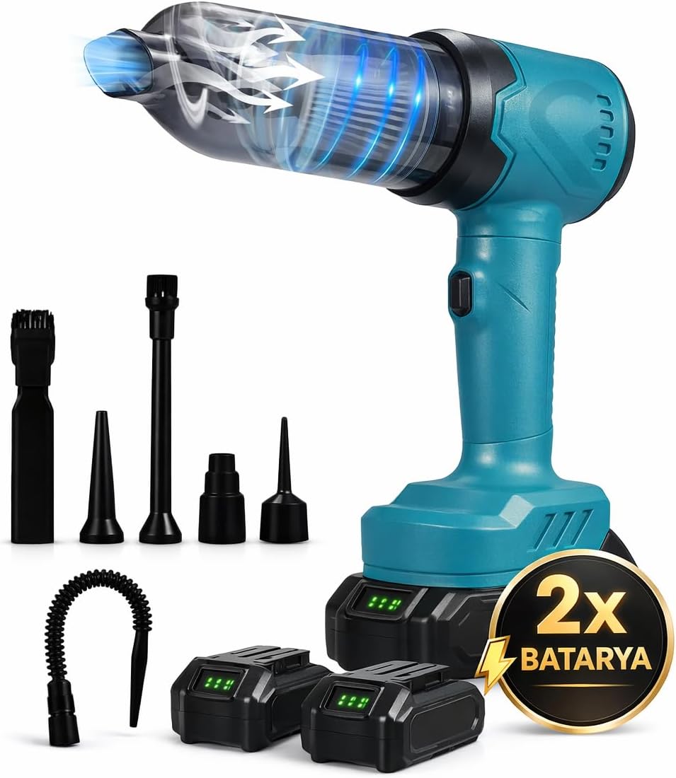 Alternative view of Çift Bataryalı Kablosuz El Süpürgesi 16 kPa Güçlü Emiş, Yıkanabilir HEPA Filtre, 180° Döner Başlık, Araç İçi Ev Koltuk Halı için Şarjlı Süpürge