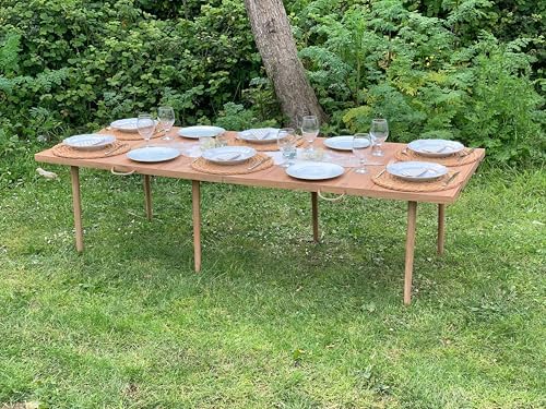 Katlanır Kamp, Piknik ve Bahçe Masası 75x200 cm - Ceviz Renk - Görsel 3