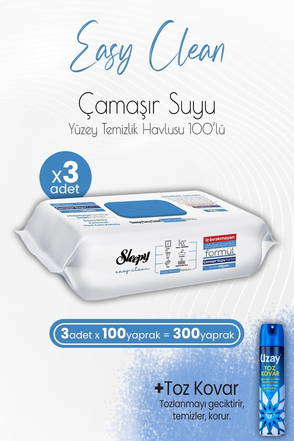 Alternative view of Yüzey Temizlik Havlusu Çamaşır Suyu Katkılı 100' lü x 3 Adet ve Toz Kovar