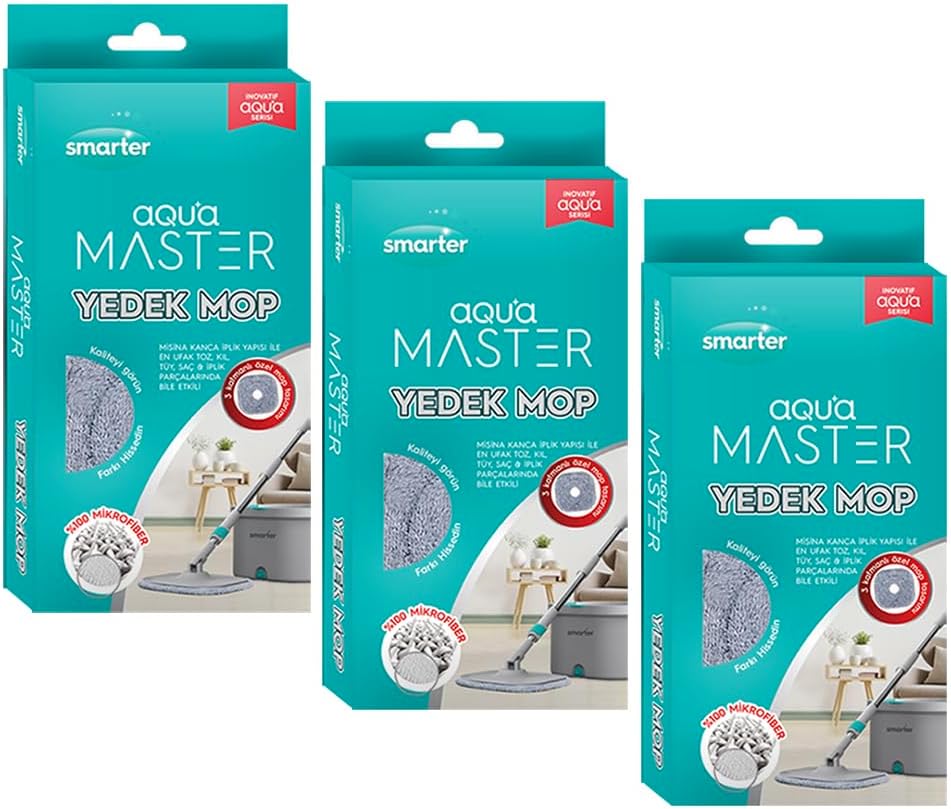 Alternative view of AQUA MASTER 3 ADET YEDEK MOP TEMİZ & KİRLİ SUYU AYIRMA ÖZELLİĞİ OTOMATİK TEMİZLİK SETİ MOP