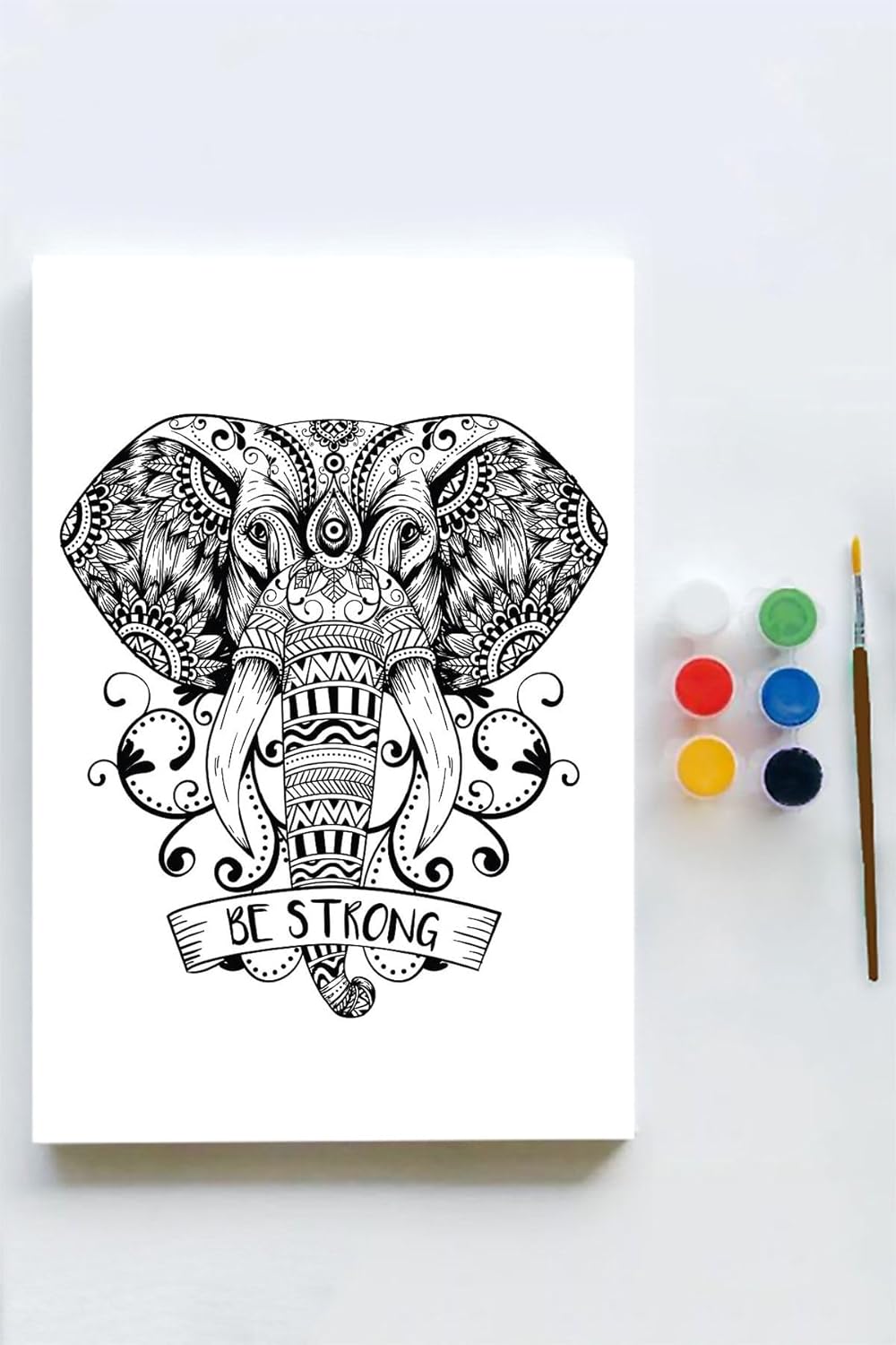 (pster21620) Fil Mandala Tuval Kanvas Tablo Boyama Hobi Seti (50x70cm)