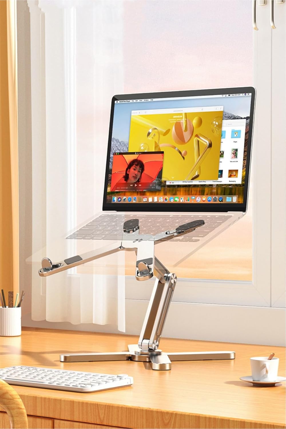 Alternative view of 3 Eksenli Yüksekliği Ayarlanan Alüminyum Ergonomik Laptop Standı, Laptop Yükseltici 15.6"