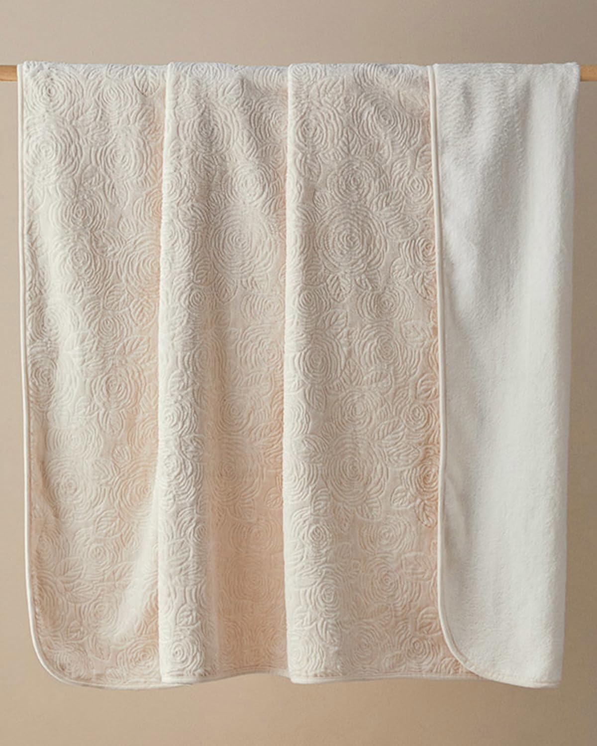 Shabby Rose Emboss Çift Kişilik Battaniye Krem - Görsel 4