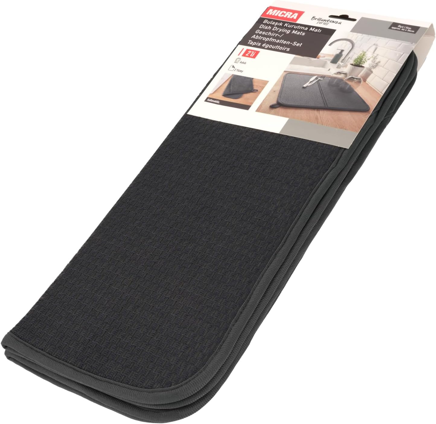 PIKAS 2’li Mikrofiber Bulaşık Kurutma Matı 36x44 cm – Ultra Emici Mat Tezgah Üstü Bulaşık Pedi - Görsel 3