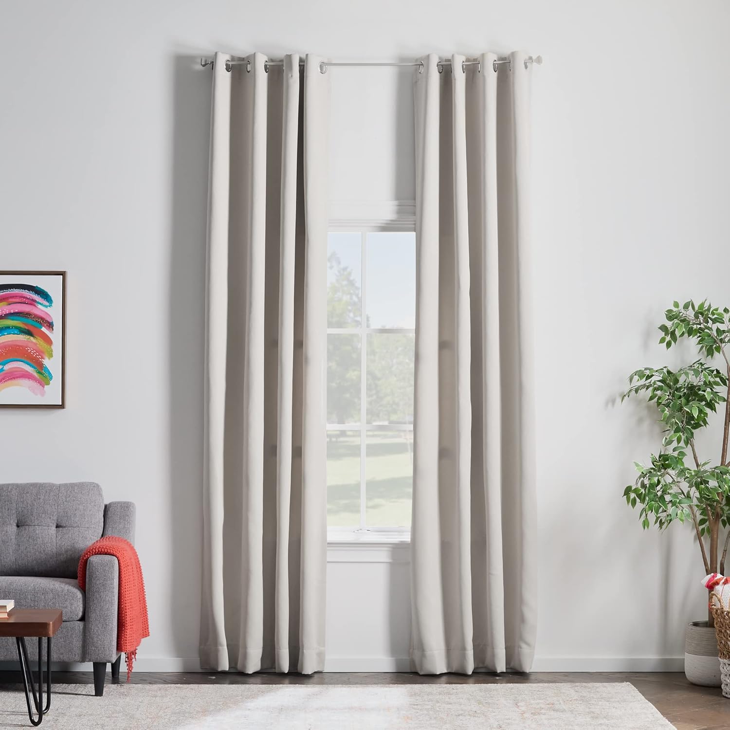 Karartma Perdesi 2 Panelli Set; Beyaz Perdeler 250 cm Uzunluk; Isı Yalıtımlı, Gürültü Azaltıcı - Görsel 4