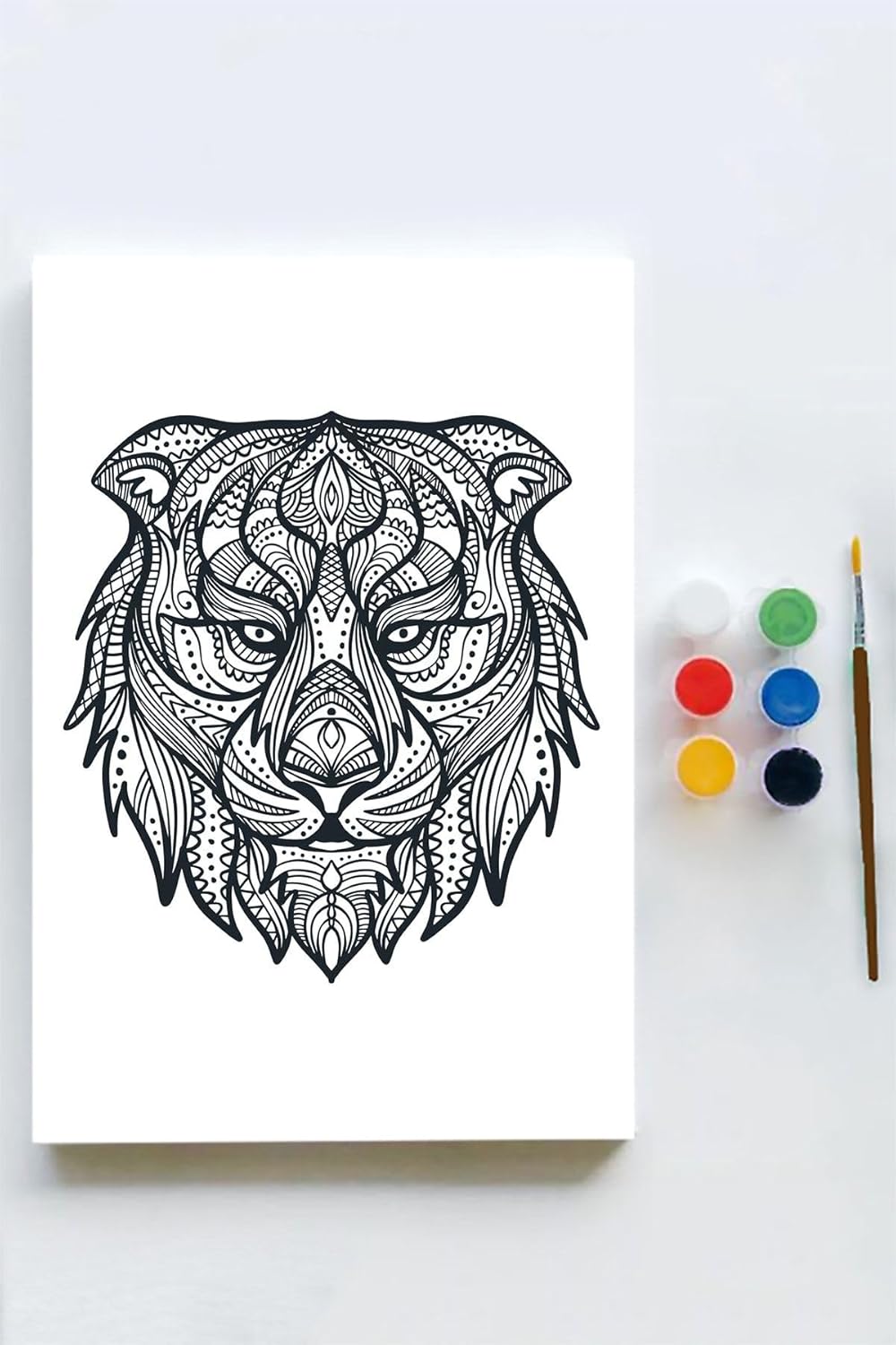 (pster21648) Aslan Mandala Tuval Kanvas Tablo Boyama Hobi Seti (50x70cm)