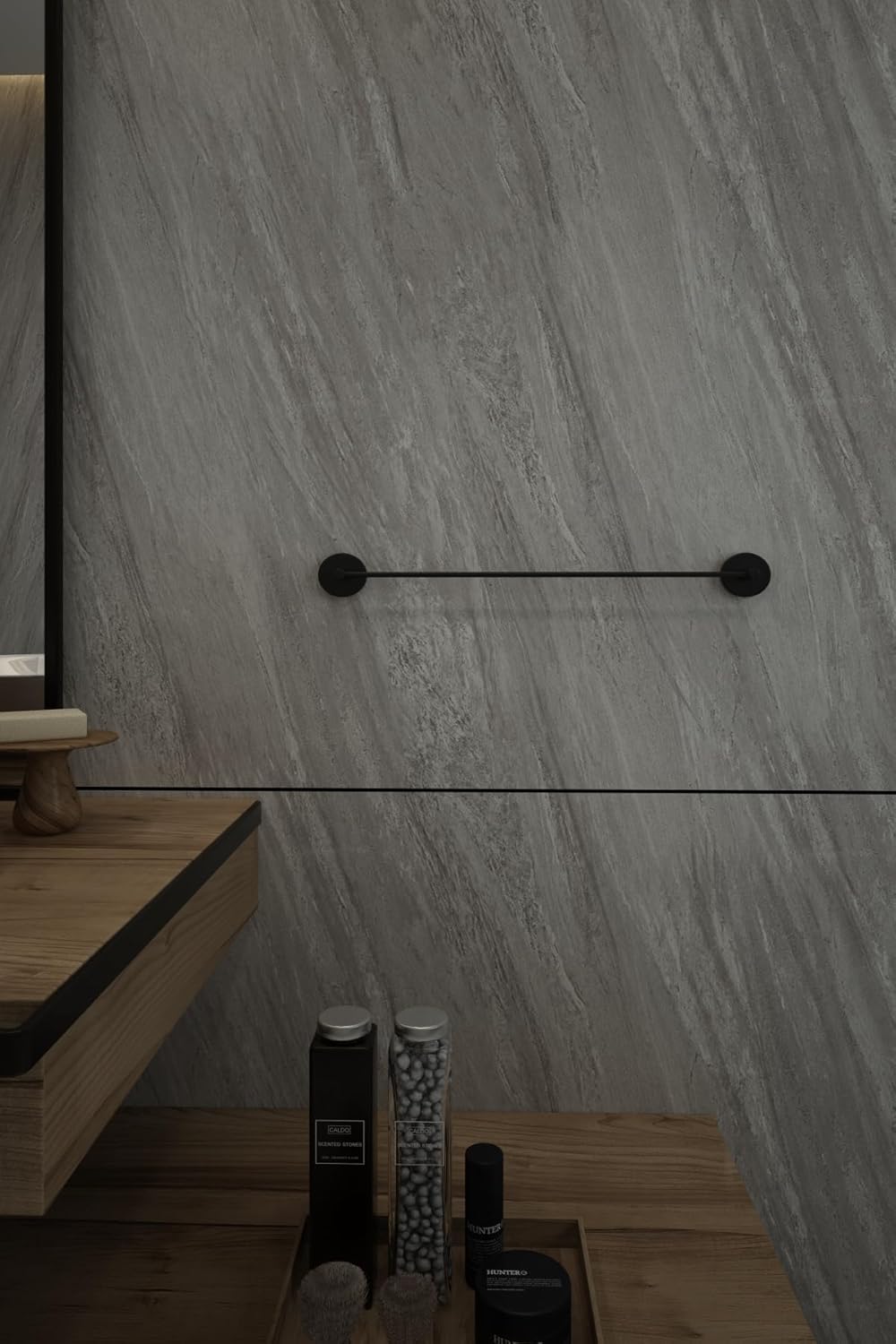 Alternative view of Siyah Uzun Havluluk Havlu Askısı Banyo Askısı 40 cm - Delmeye Son İster Yapıştır İster Montajla