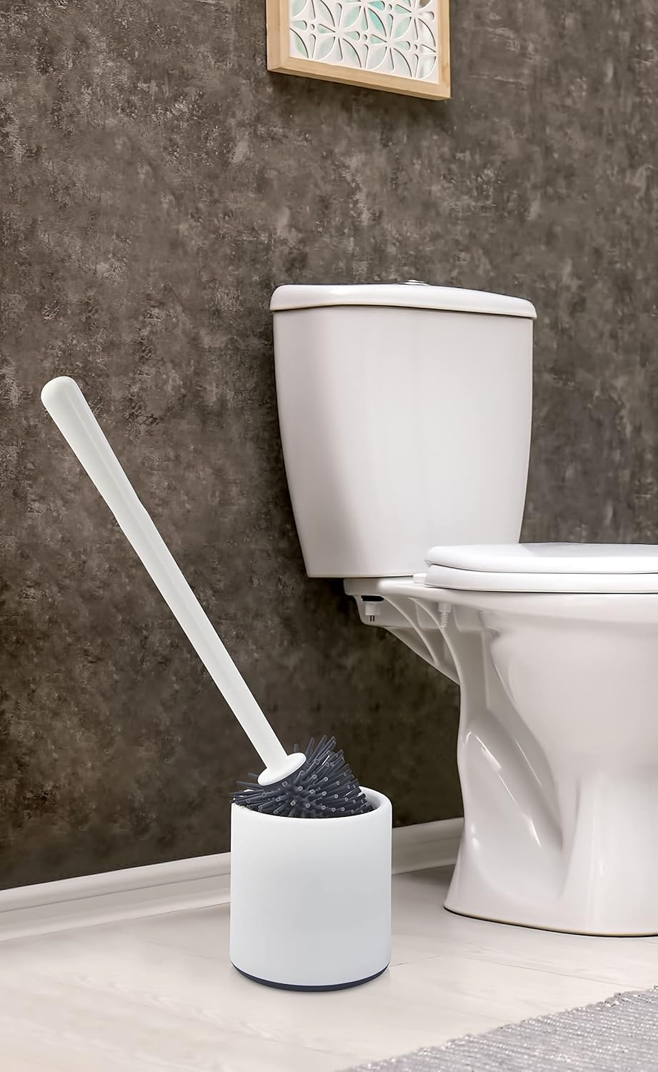 Alternative view of Silikon WC Tuvalet Banyo Fırçası Klozet Fırçası Beyaz-Gri Oval