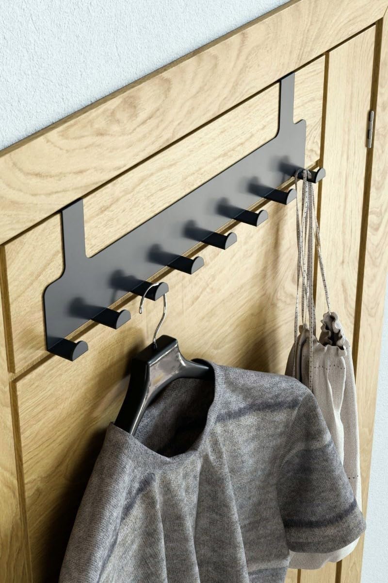 Metal Mat Siyah Kapı Arkası Askılık – 8 Kancalı Amerikan Tipi Organizer Askı, Banyo ve Oda Kapıları İçin Pratik Askılık, Delmeden Montajlı Kapı Arkası Askı (Siyah) - Görsel 3