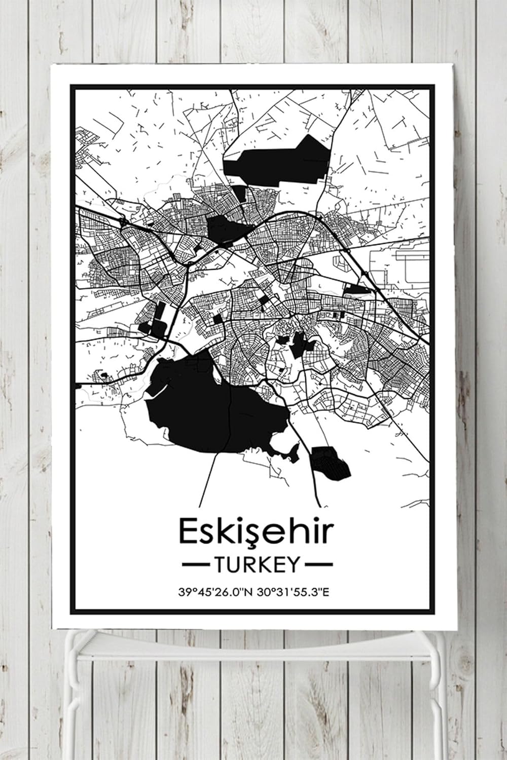 (pster19626) Eskişehir Harita Dekoratif Tasarım Poster 60 x 90