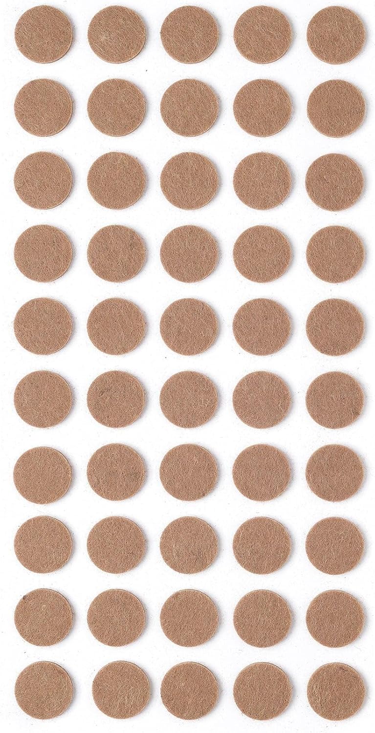 Kahverengi 50 Adet Yapışkanlı, Masa, Koltuk Altı Parke Koruma Keçesi, Yuvarlak, 1,8 Cm