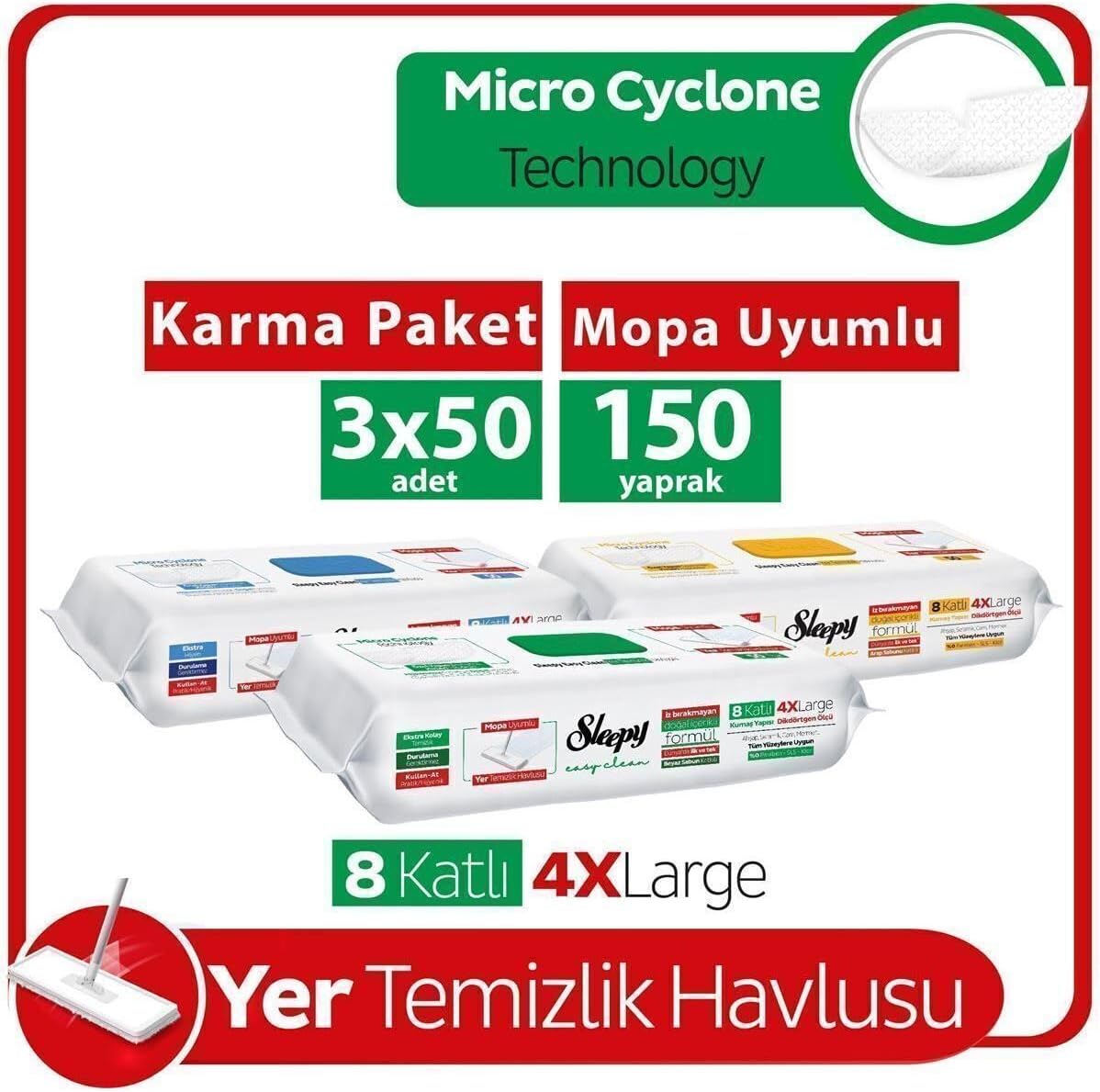 Alternative view of Beyaz Sabun, Arap Sabun ve Çamaşır Suyu Katkılı 4 XLarge Mopa Uyumlu Temizlik Havlusu 50 Yaprak,