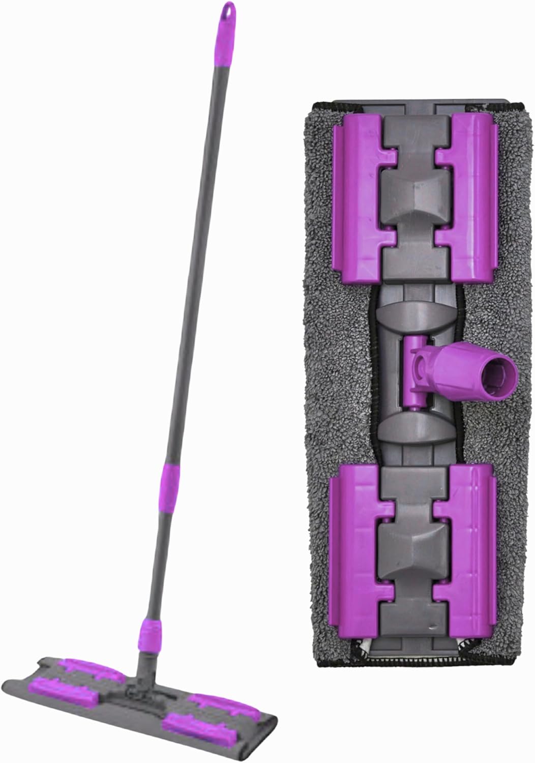 Alternative view of Teleskopik Saplı, Mikrofiber Bezli Mop - 140 cm uzunluktaki teleskobik sapi ve 360 derece dönebilen Uzayıp Kıslan Sap, İstediğin Bezi Tak Kullan Yedek bezli Döner Saplı Mandallı Mop (MOR)