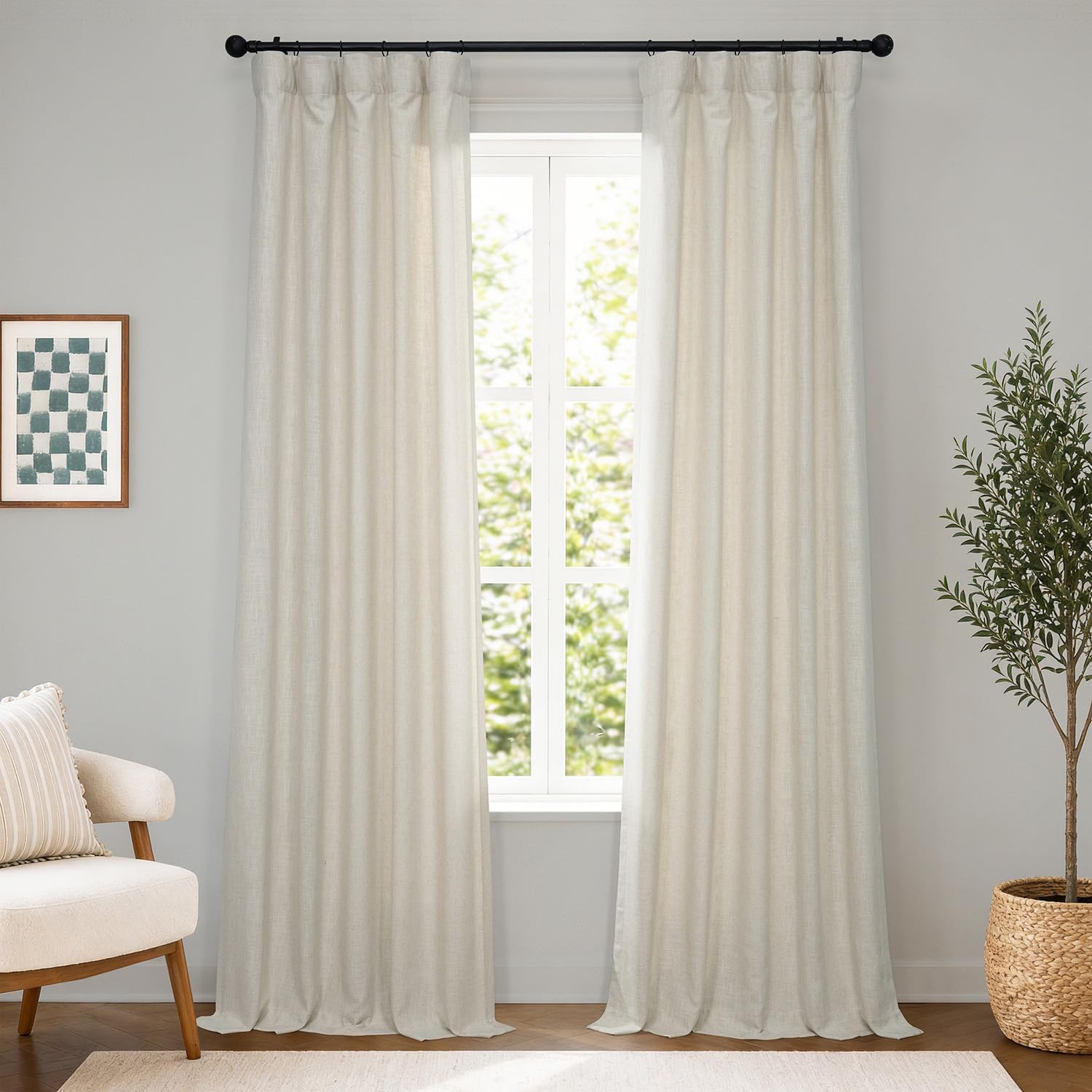 Alternative view of Price Drapes FHLCH-VET200210-108 suni keten perde, 1 panel, krem rengi