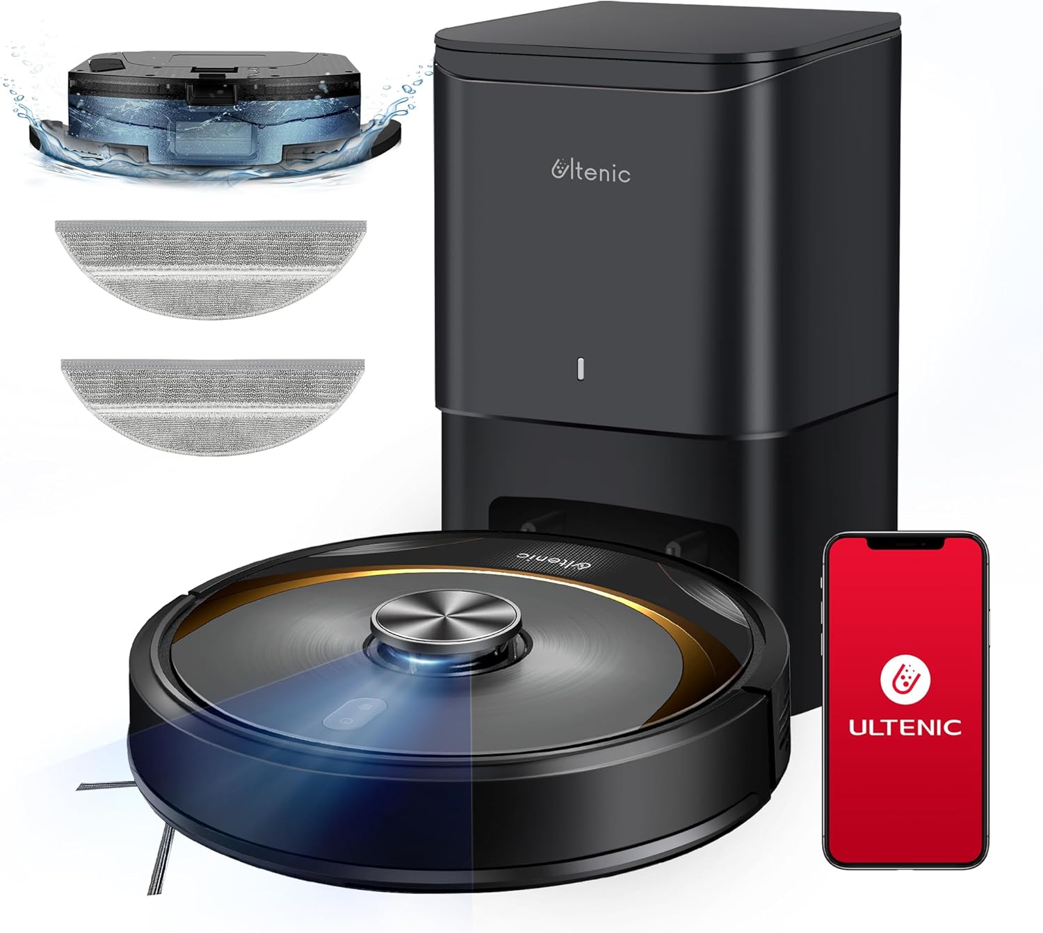 Alternative view of Ultenic T10 Cleaner with Mop, Robotic Self Emptying for 45 Days Hands-, LiDAR Navigation, Compatible with Alexa/Wi-Fi Connected, Ideal for Pet Hair, Hard Floor and Carpet