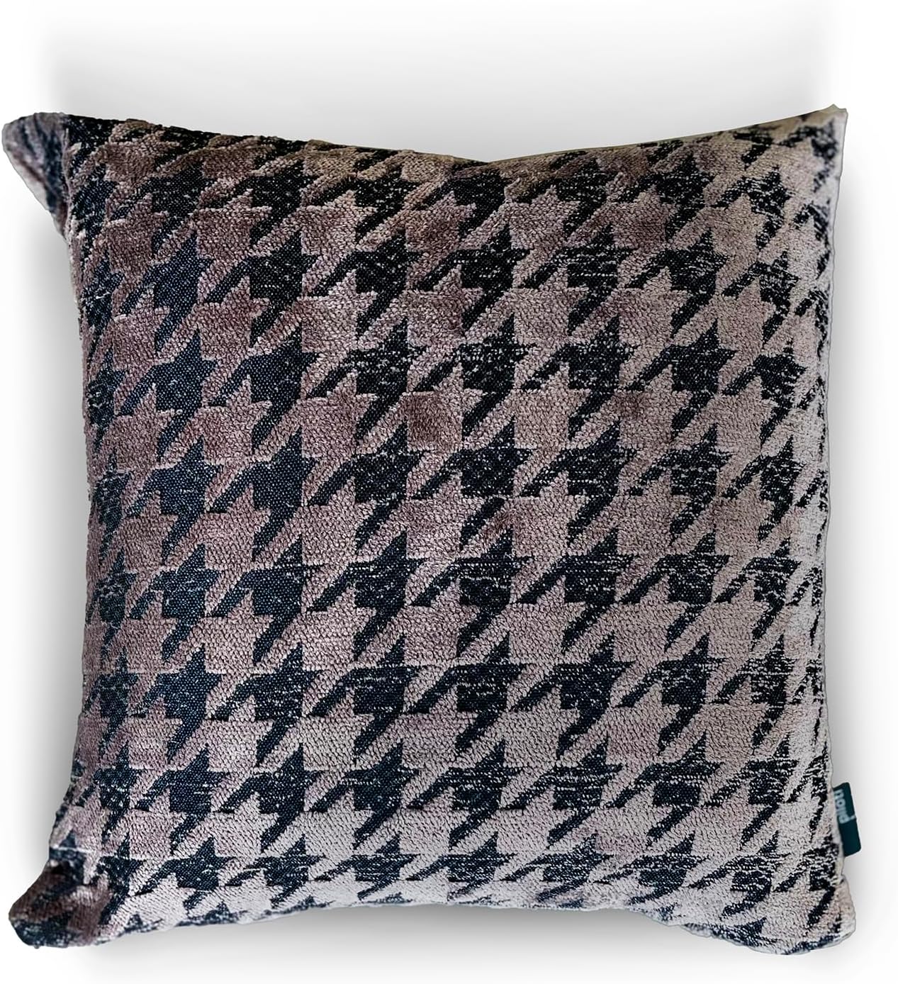 Taupe Houndstooth Kazayağı Desenli Dekoratif Kırlent/Yastık Kılıfı 45x45 cm,%100 Polyester Döşemelik Kumaş - Görsel 2