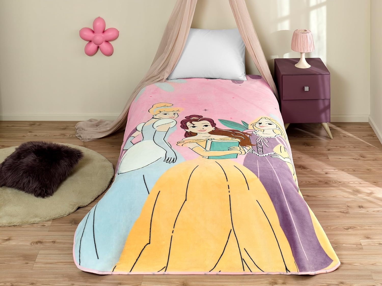 Alternative view of TAÇ Princesses Fun and Çizgi Film Karakteri Pamuk-Polyester Karışım Battaniye, Pembe, Mavi, Mor, Sarı, Tek Kişilik