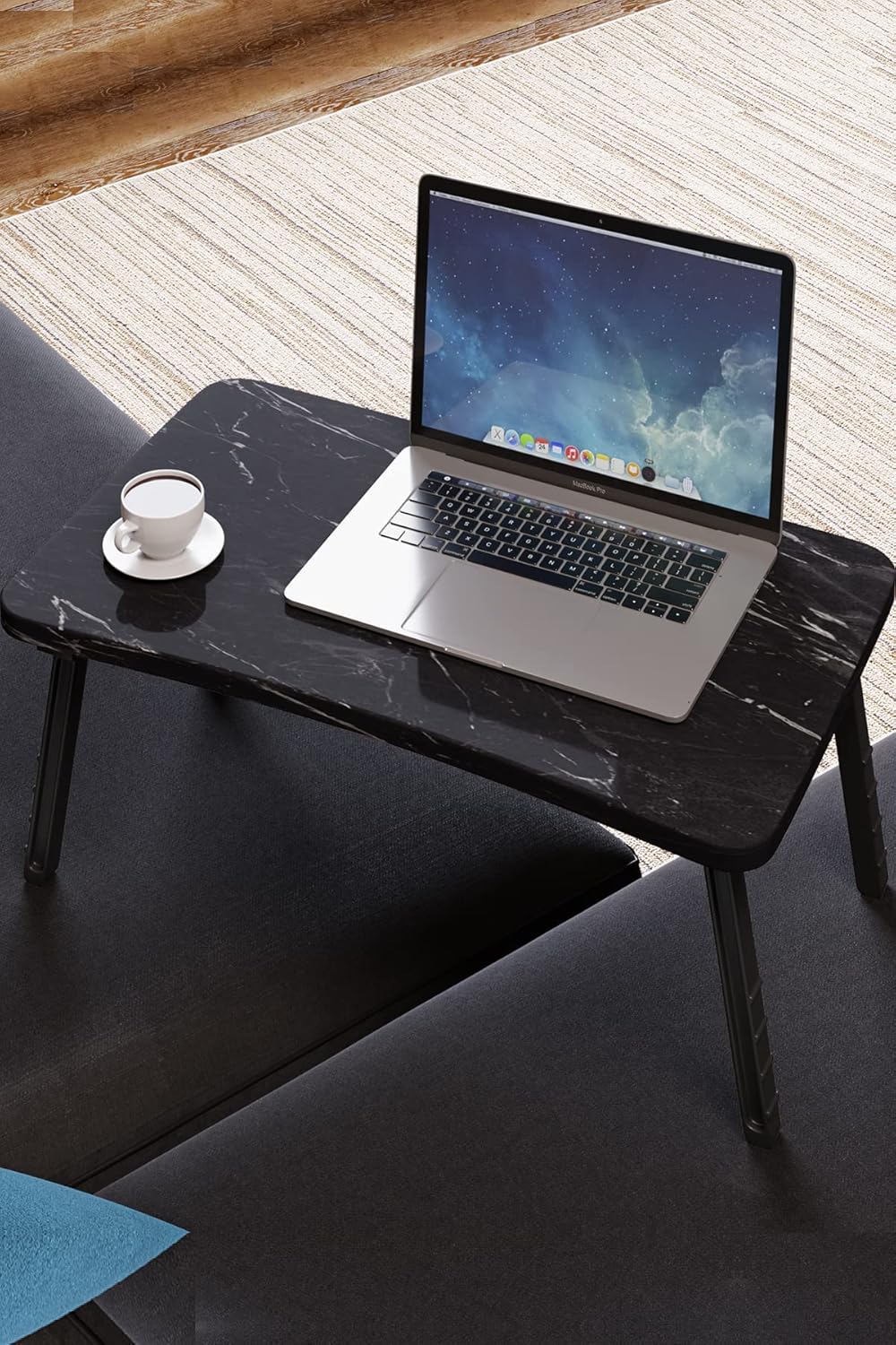 Alternative view of -Renkli Laptop Sehpası Katlanabilir Yatak Koltuk Üstü Kahvaltı Bilgisayar Sehpası (Siyah Mermer)