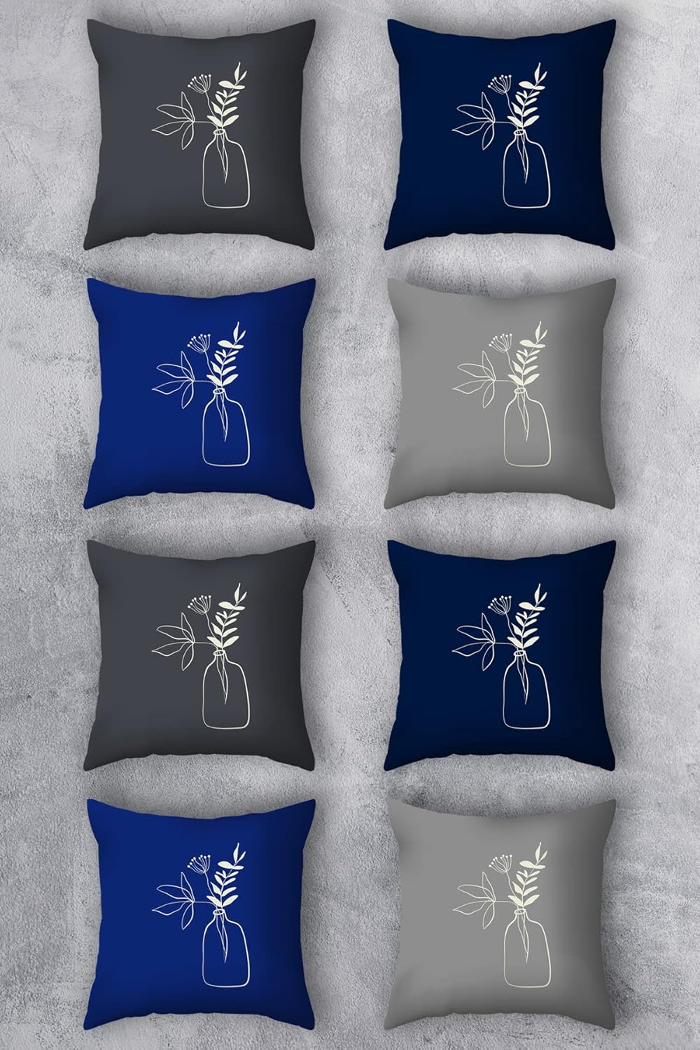 Çift Tarafı Baskılı 43x43 Kırlent Kılıfı 8'li Set Kombini