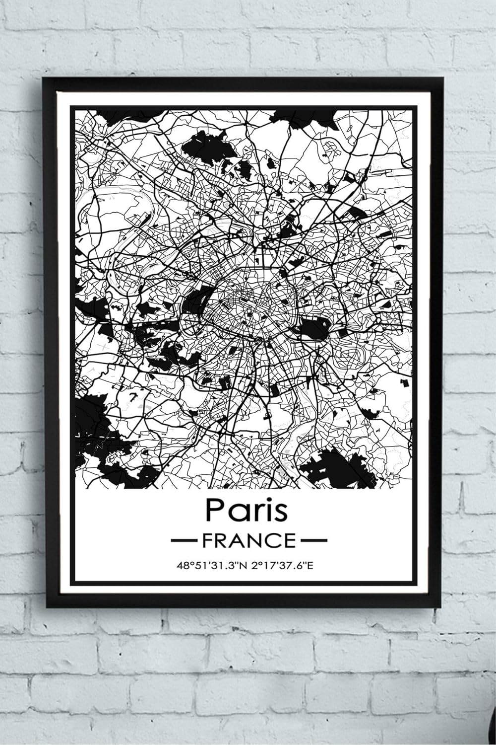 (pster14407) Fransa Paris Harita Dekoratif Tasarım Çerçeveli Tablo 30 x 40