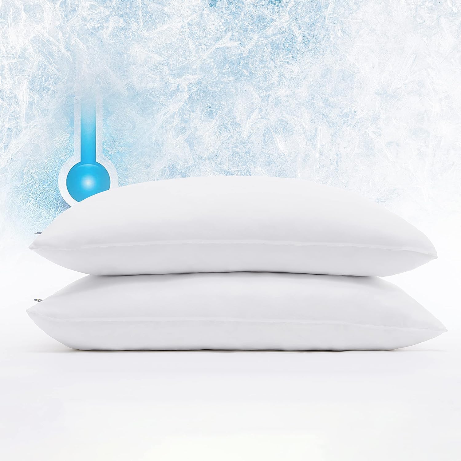 Serta Power Chill Soğutma Yastığı Koruyucuları, Lekeye Dayanıklı ve Fermuarlı Yastık Koruyucu, Yastığı Toz ve Kirden Korur (2'li Paket), Kral, Beyaz - Görsel 3