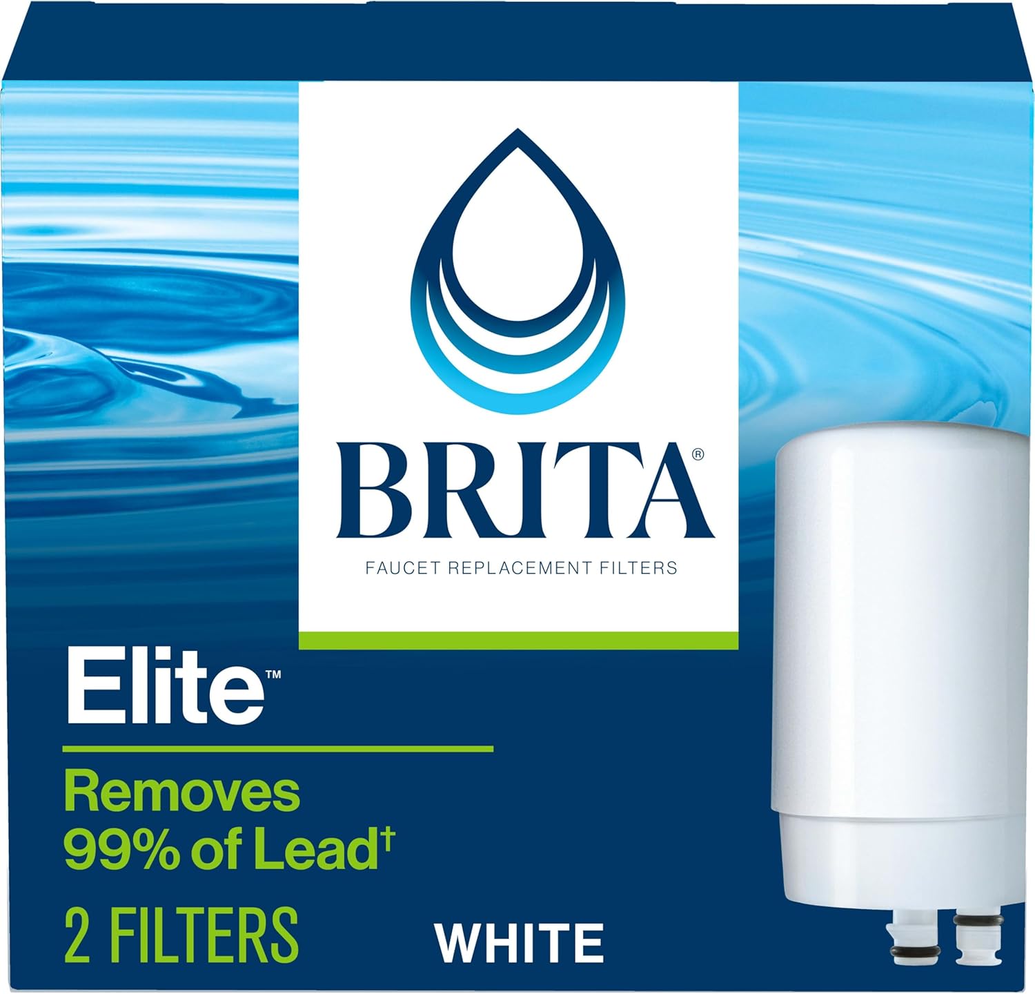 Brita Lavabo suyu filtreleme sistemi için musluk suyu filtresi, BPA içermez, kurşunu azaltır, dört ay veya 100 galon dayanır, 2 filtre içerir, beyaz