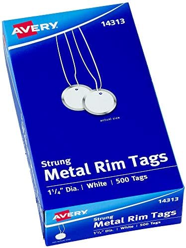 Alternative view of Metal rim marking Tags, metal/, 1 – 1/4" çap, beyaz, 500/box, sold AS 1 Box